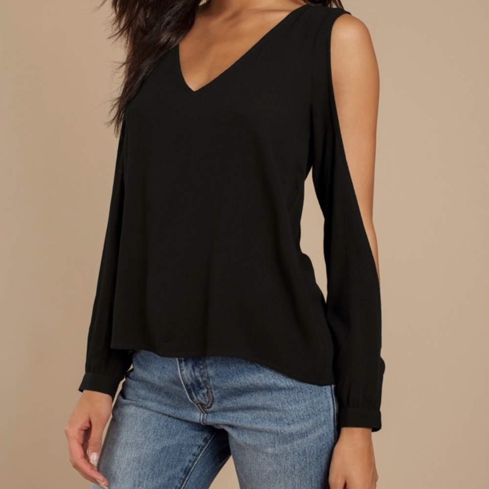 Black cold shoulder top